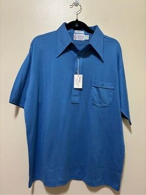 Vintage Contoure International  Men's Blue Mercerized Cotton Polo xl NWT